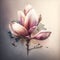 Magnolia flowers and petals with a beautiful bouquet painted in watercolor