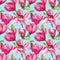 Magnolia flowers, watercolor flora, seamless pattern, digital paper