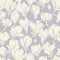 Magnolia pattern, blue line floral ornament. Seamless background. Hand drawn illustration in vintage style, cream color