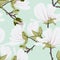 Magnolias Floral seamless pattern. Vanilla mint botanical blooming Motifs scattered random. Seamless vector texture