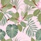 Magnolias. Flowers. Seamless background with flowers and tropical leaves. Botany.