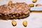 Magnum icecream with almond on wood