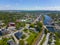 Magog city aerial view, Quebec QC, Canada