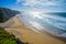 Magoito Beach, beautiful sandy beach on Sintra coast, Lisbon district, Portugal, part of Sintra-Cascais Natural Park with natural