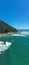 Maguillines, Constitucion, Maule, Chile, vertical aerial photo from drone, sea, beach and forest