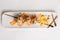 Maguro Sushi Roll Topping with Maguro Bluefin Tuna, Ebiko, Scallion and Sauce