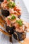 Maguro Sushi Roll Topping with MaguroBlufin Tuna, Ebiko, Scallion and Sauce