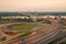 Maha Chesadabodindranusorn Bridge at sunset in Nonthaburi, Thailand