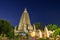 Mahabodhi temple at night, bodh gaya, India. The site where Gautam Buddha attained enlightenment