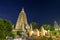 Mahabodhi temple at night, bodh gaya, India. The site where Gautam Buddha attained enlightenment