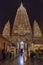 Mahabodhi Temple in night-time lighting.