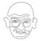 Mahatma Gandhi the Indian figure continuous one line drawing. Gandhi is a man who leader of the Indian independence movement from