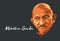 Mahatma Gandhi line art portrait vector illustration template.