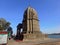 Maheshwar, Madhya Pradesh, India, 24 Feb 2024, Exterior View of the scenic tourist landmark Maheshwar fort and temple, The ancient