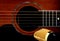 Mahogany Acoustic Guitar with Microphone Closeup View