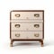 Mahogany And Beige Painted Chest Of Drawers With Brass Accents