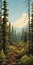 Mahogany Forest In Rocky Mountains: Vibrant Illustration Of A Serene Wilderness