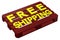 Mahogany pallet with words free shipping. 3D rendering.