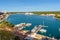 Mahon, capital city of Menorca island, view of natural and unique bay