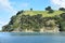 Mahurangi Harbour landscape with coastal cliffs