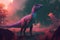 Maiasaura Colorful Dangerous Dinosaur in Lush Prehistoric Nature by Generative AI