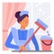 A maid or female cleaner with a bucket and MOP