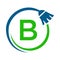 Maid House Cleaning Logo On Letter B Concept. Maid Logo, Cleaning Brush Icon