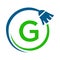 Maid House Cleaning Logo On Letter G Concept. Maid Logo, Cleaning Brush Icon