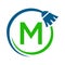 Maid House Cleaning Logo On Letter M Concept. Maid Logo, Cleaning Brush Icon