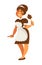 Maid or housekeeper woman in apron and duster vector isolated icon