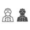 Maid line and glyph icon. Cleaning household service person, servant girl symbol, outline style pictogram on white