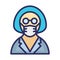 Maid Wearing mask Vector Icon which can easily modify or edit