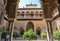 Maidens courtyard inside the real AlcazÃ¡r with polylobed arches and typical decoration of paÃ±os de sebka, Seville SPAIN