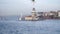 Maidens Tower Lighthouse with istanbul cityscape in bosphorus and ferry, Istanbul, Turkey