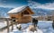 Maienfeld, GR, Switzerland - January 20, 2019: Maienfeld tourist attraction Heidi village in winter with mountain landscape view