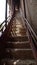 Maijishan Cave-Temple Complex steep ladder in Tianshui city, Gansu Province China. A mountain with religious caves on the Silk