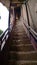 Maijishan Cave-Temple Complex steep ladder in Tianshui city, Gansu Province China. A mountain with religious caves on the Silk