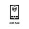 mail app, email, smartphone icon. One of the business collection icons for websites, web design, mobile app