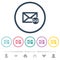 Mail attachment flat color icons in round outlines