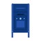 Mail box front view blue letter post vector icon. Delivery symbol message postage address. Business service cartoon shipment