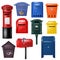 Mail box vector post mailbox postal mailing letterbox illustration set of postboxes design for delivery mailed letters