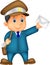 Mail carrier cartoon with bag and letter