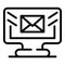 Mail computer icon, outline style