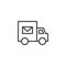 Mail delivery truck outline icon.
