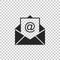 Mail and e-mail icon isolated on transparent background. Envelope symbol e-mail. Email message sign