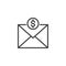 Mail envelope with dollar coins line icon