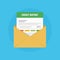 Mail envelope icon with credit report. Send personal credit score information.