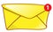 Mail envelope icon. Mail notification with red marker One Message