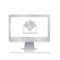 Mail envelope icon vector  inside blank screen computer monitor with reflection minimalist modern icon vector illustration