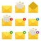 Mail envelope notifications icons set. Concept of incoming email messages, communication, mail delivery service